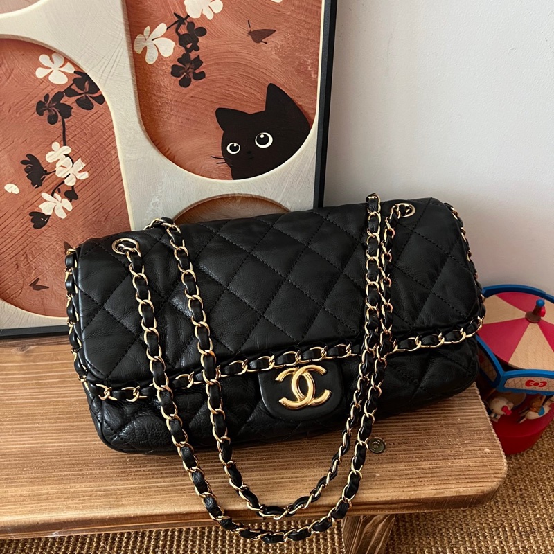 ✨Chanel 黑金牛皮機場包 鏈條可調節 百搭復古🫶-1