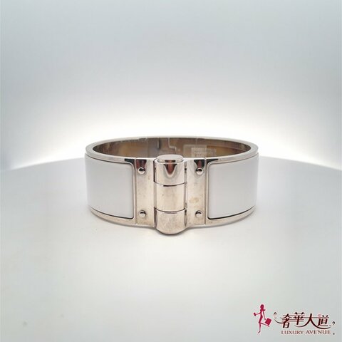 ＊奢華大道國際精品＊【H0355】HERMES 白色琺瑯寬版手環 (PM)