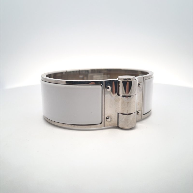 ＊奢華大道國際精品＊【H0355】HERMES 白色琺瑯寬版手環 (PM)-1