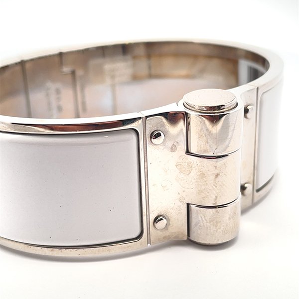 ＊奢華大道國際精品＊【H0355】HERMES 白色琺瑯寬版手環 (PM)-2