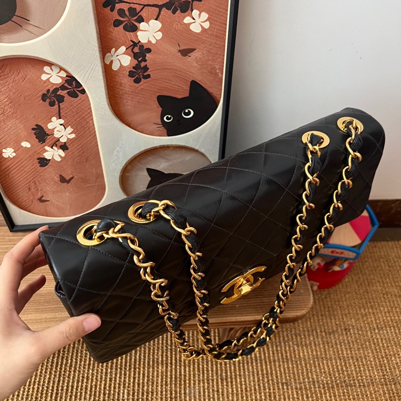✨Chanel 黑金羊皮貝嫂34 超亮 鍍真金logo❗️-4