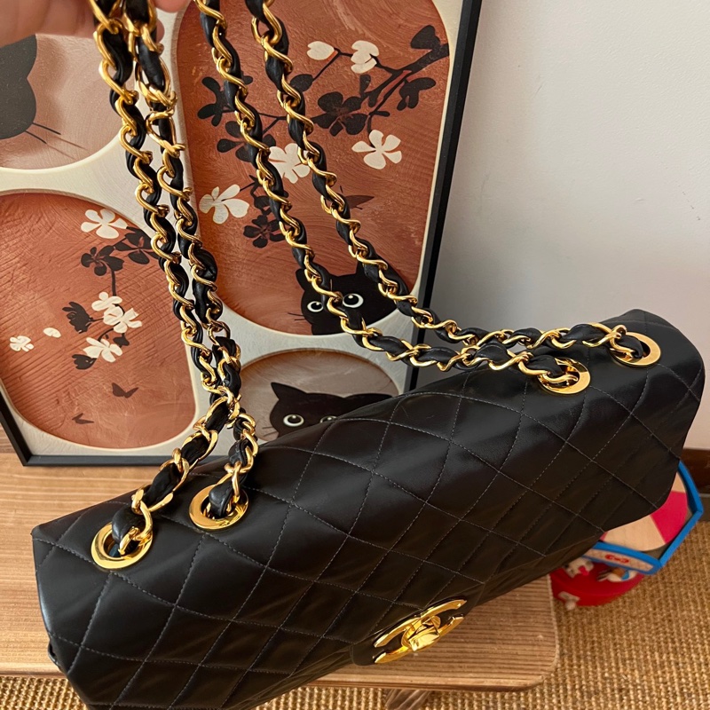 ✨Chanel 黑金羊皮貝嫂34 超亮 鍍真金logo❗️-5