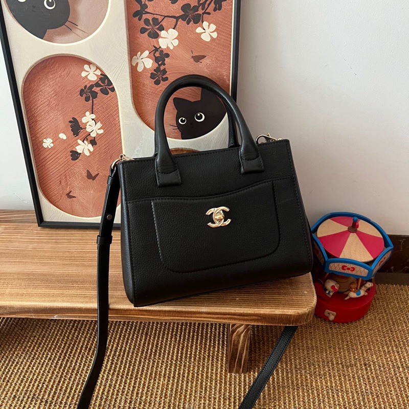 ✨Chanel 黑金荔枝皮 mini Kelly 2way 超級可愛☺️-3