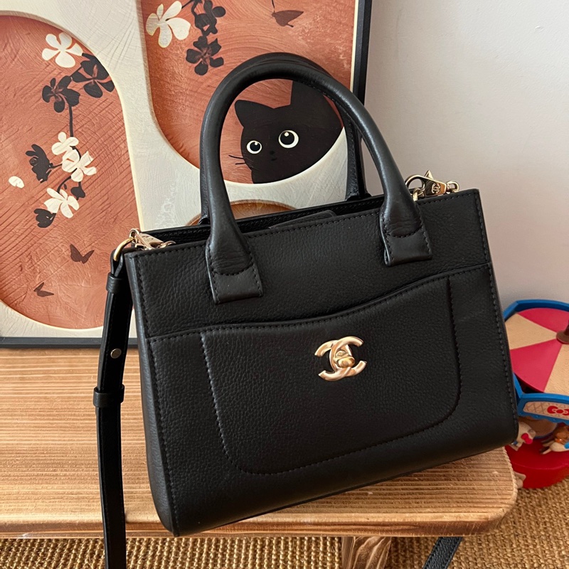 ✨Chanel 黑金荔枝皮 mini Kelly 2way 超級可愛☺️-4