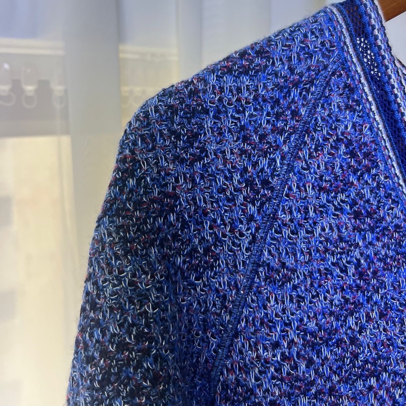 Chanel香奈兒V領藍色編織短袖上衣 34碼-6