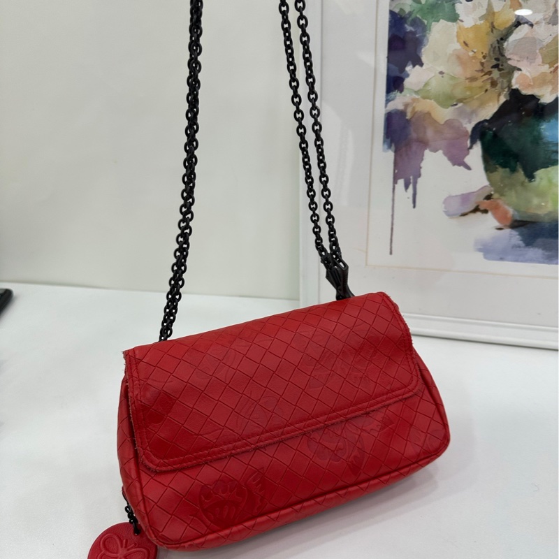 BV / Bottega Veneta葆蝶家紅色 單肩包斜背包-6