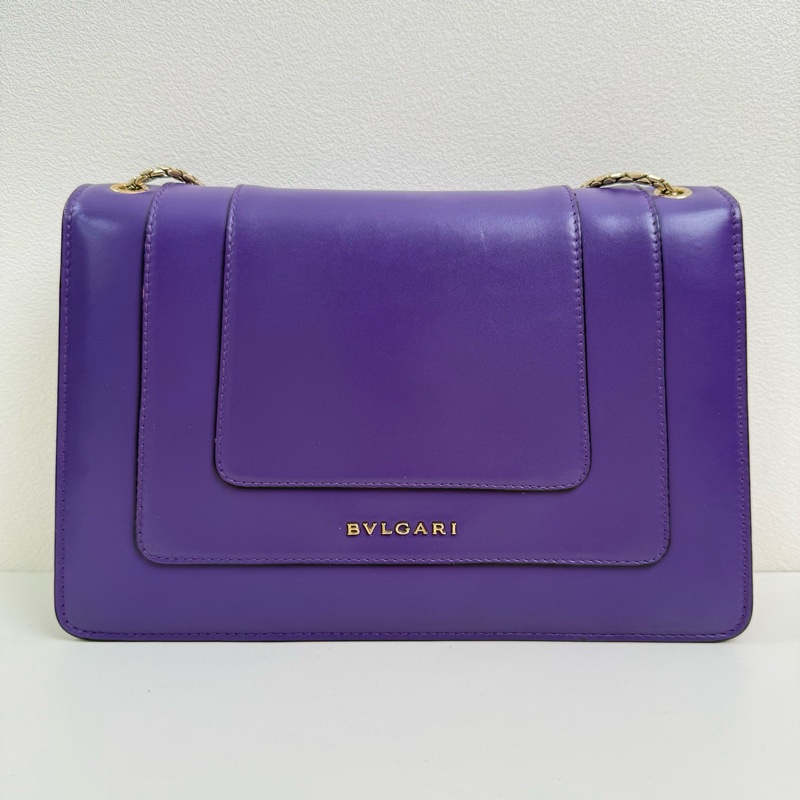 Bvlgari/寶格麗 紫色蛇頭 中號 帶鏡子 鏈條單肩包 金扣 附件：鏡子-2