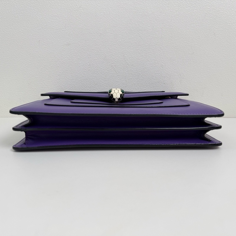 Bvlgari/寶格麗 紫色蛇頭 中號 帶鏡子 鏈條單肩包 金扣 附件：鏡子-7