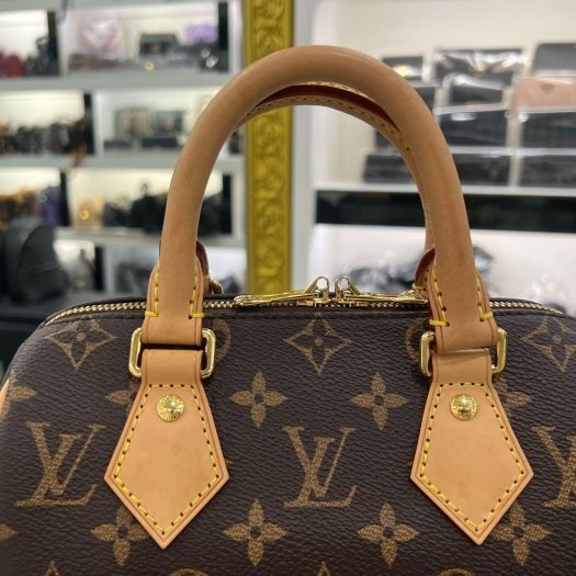 東區正精品㊣LV M46234 SPEEDY 20CM 原花字紋迷你黑色拚粉色手提肩背背帶兩用波士頓包-12
