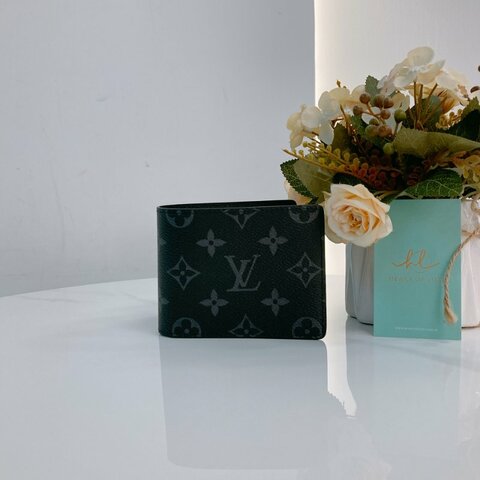 MS0686 Louis Vuitton 路易威登 男裝 對摺 錢包 帆布 經典老花紋 黑色 M62294 Slender Men Wallet Canvas Monogram Black