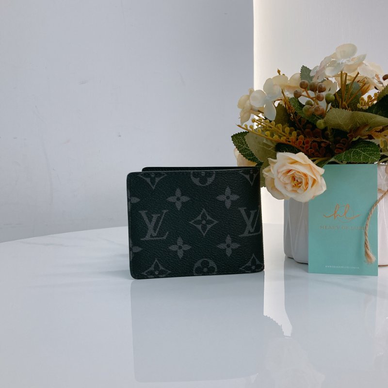 MS0686 Louis Vuitton 路易威登 男裝 對摺 錢包 帆布 經典老花紋 黑色 M62294 Slender Men Wallet Canvas Monogram Black-1