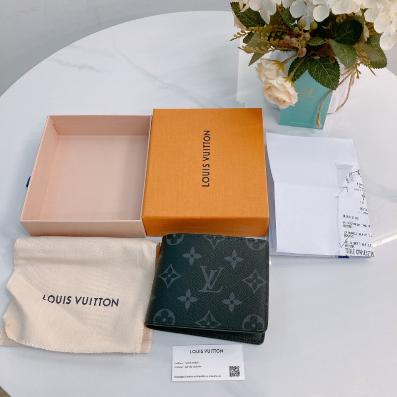 MS0686 Louis Vuitton 路易威登 男裝 對摺 錢包 帆布 經典老花紋 黑色 M62294 Slender Men Wallet Canvas Monogram Black-12