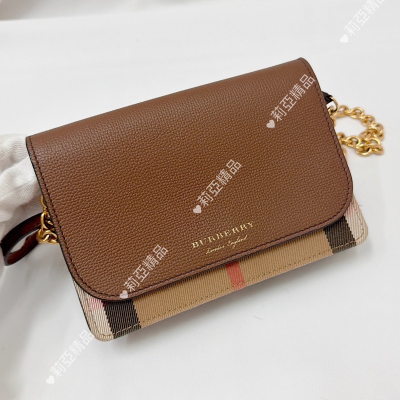 莉亞精品♡ Burberry 格紋woc 二手美包-2
