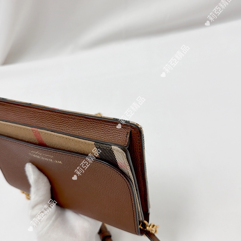 莉亞精品♡ Burberry 格紋woc 二手美包-9