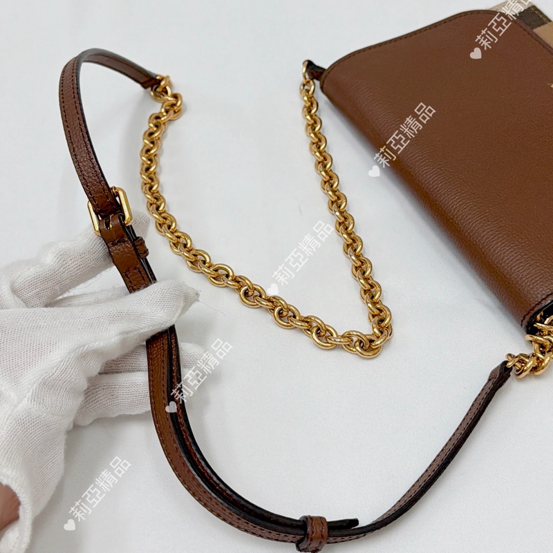 莉亞精品♡ Burberry 格紋woc 二手美包-12