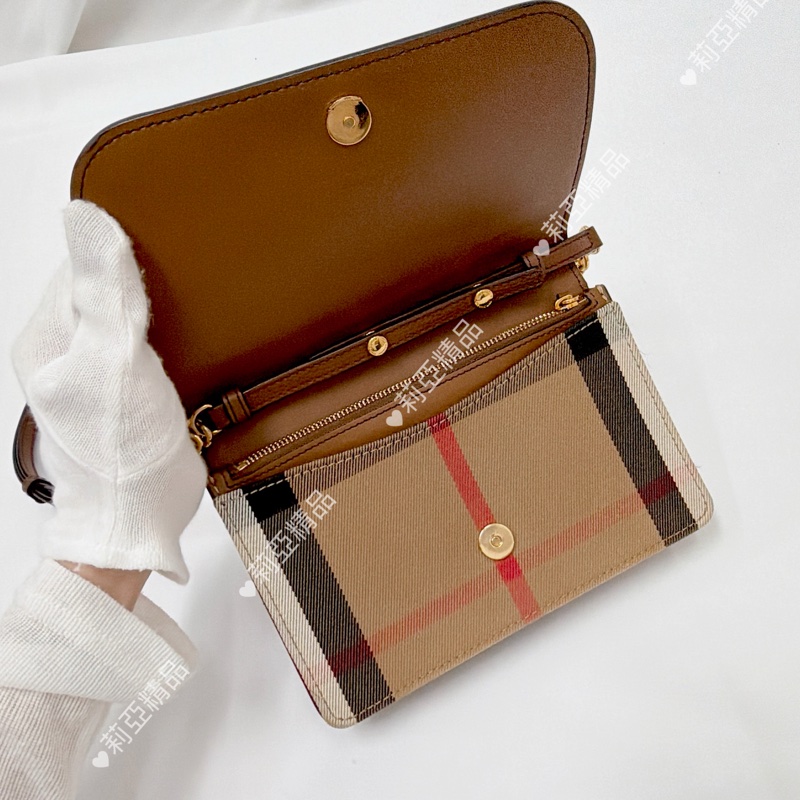 莉亞精品♡ Burberry 格紋woc 二手美包-13
