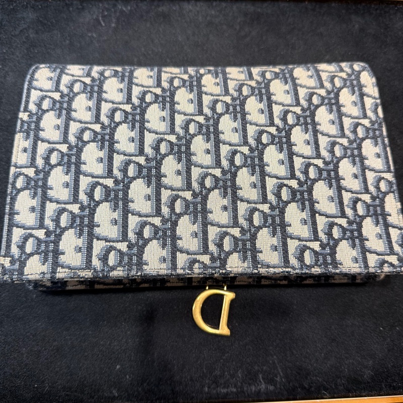 Dior saddle 藍色老花WOC斜背鏈條包-7