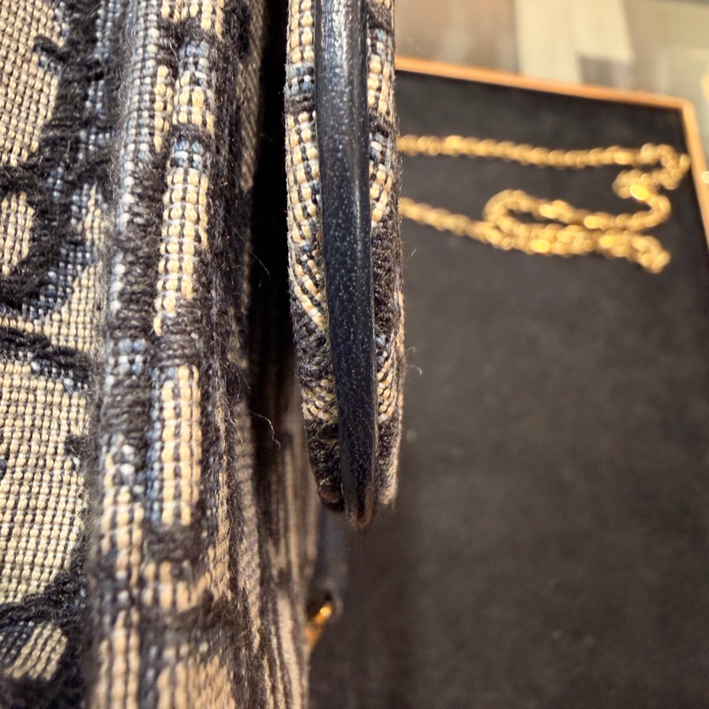 Dior saddle 藍色老花WOC斜背鏈條包-14