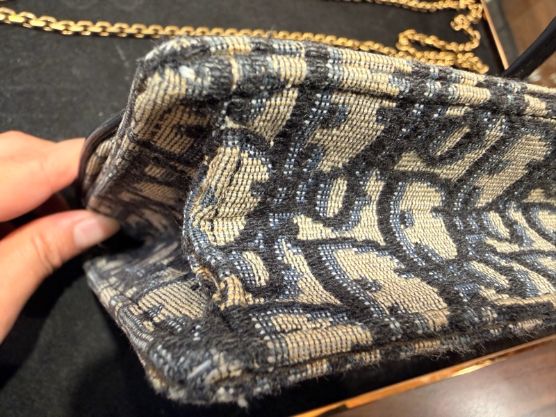 Dior saddle 藍色老花WOC斜背鏈條包-16