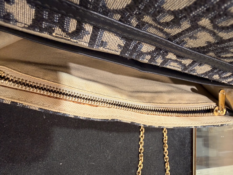 Dior saddle 藍色老花WOC斜背鏈條包-26