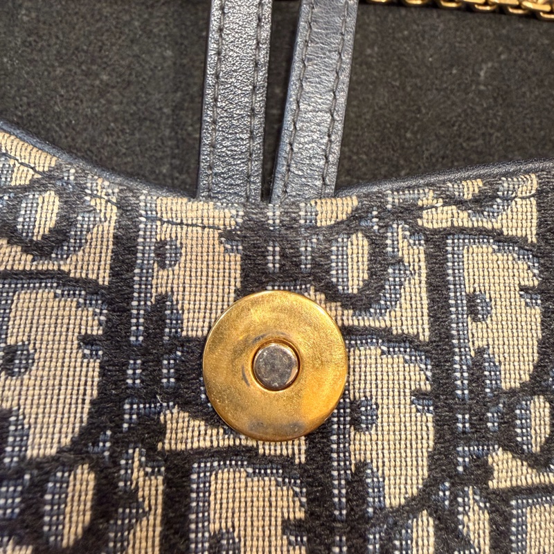Dior saddle 藍色老花WOC斜背鏈條包-30