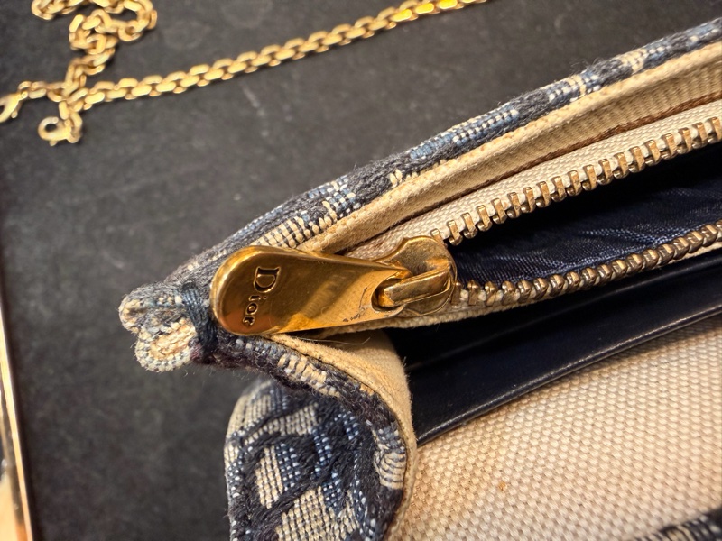 Dior saddle 藍色老花WOC斜背鏈條包-34