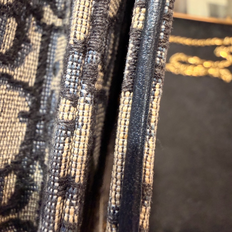 Dior saddle 藍色老花WOC斜背鏈條包-47