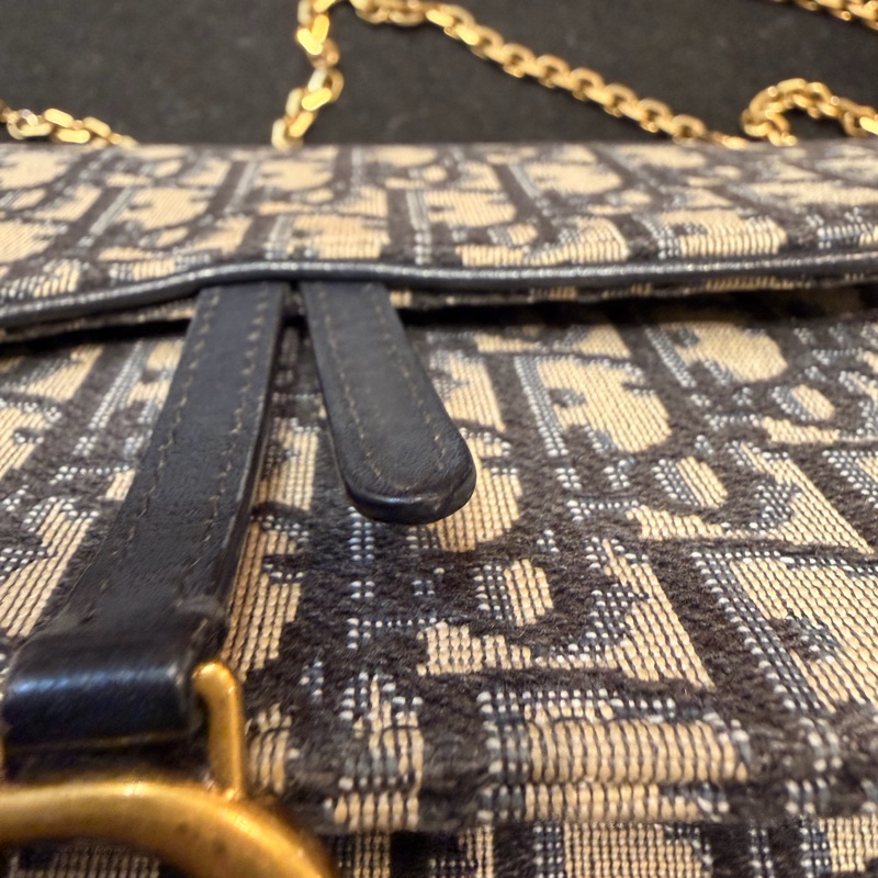 Dior saddle 藍色老花WOC斜背鏈條包-49