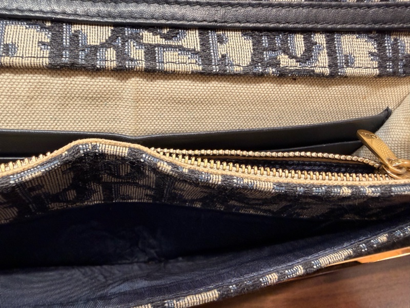 Dior saddle 藍色老花WOC斜背鏈條包-59