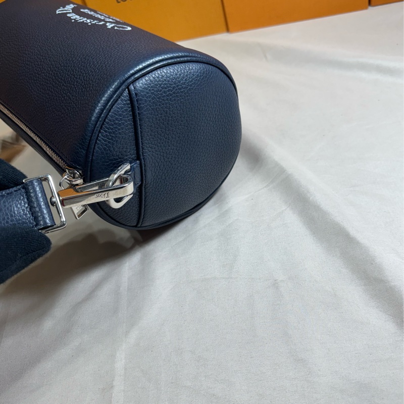 🔥質感好看 Christian Dior 迪奧 圓筒 巴比龍 深藍肩背/ 斜背包-5