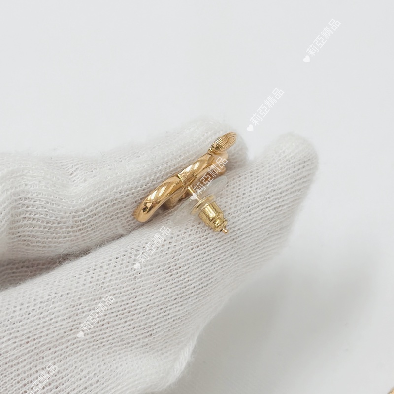 莉亞精品♡ Chanel 葉子水鑽耳針二手美品-4