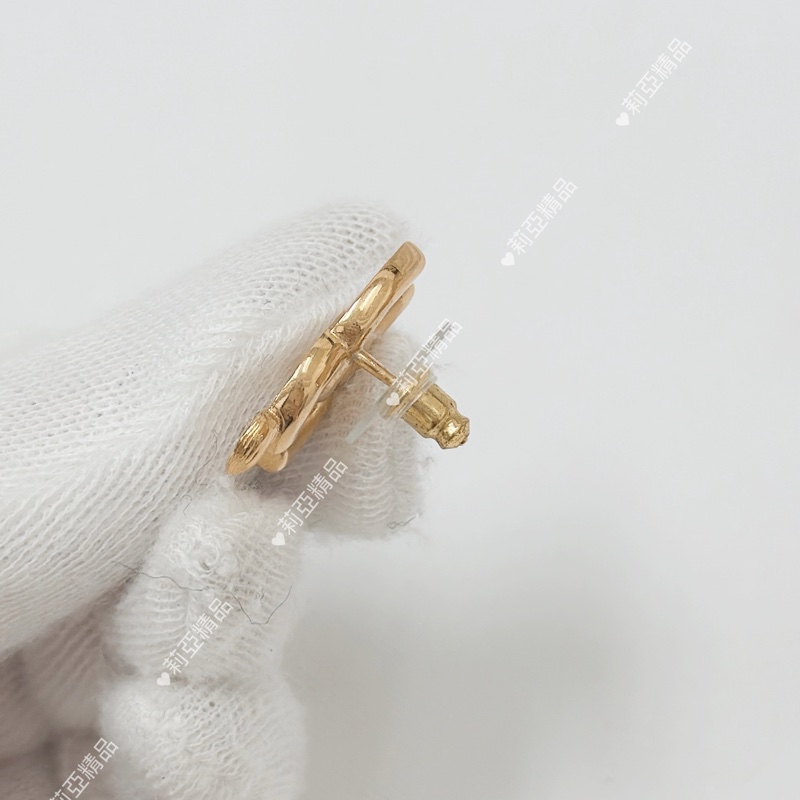 莉亞精品♡ Chanel 葉子水鑽耳針二手美品-5