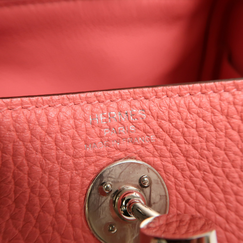 HERMES Clemence皮革Mini Lindy手挽肩背兩用袋Rose Azalee-5