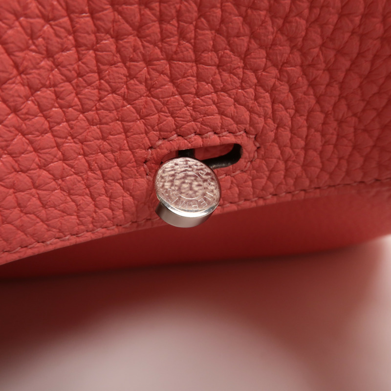 HERMES Clemence皮革Mini Lindy手挽肩背兩用袋Rose Azalee-8