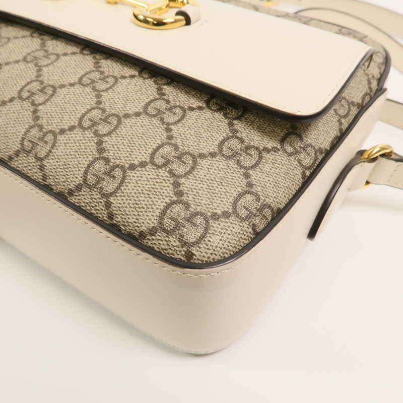 GUCCI 塗層帆布Horsebit 1955 Small肩背袋-10