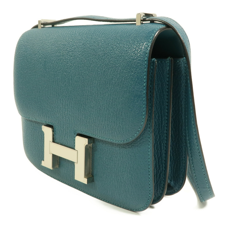 HERMES Chevre Mysore皮革Constance Mini肩背袋Vert Bosphore-2