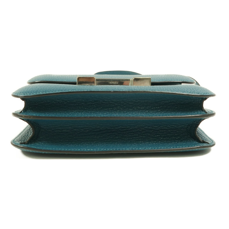 HERMES Chevre Mysore皮革Constance Mini肩背袋Vert Bosphore-3