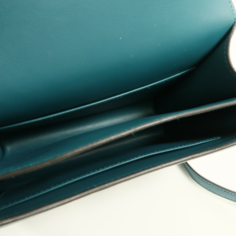 HERMES Chevre Mysore皮革Constance Mini肩背袋Vert Bosphore-4