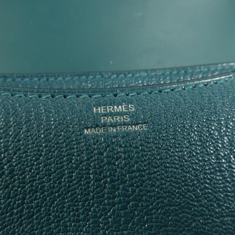 HERMES Chevre Mysore皮革Constance Mini肩背袋Vert Bosphore-5