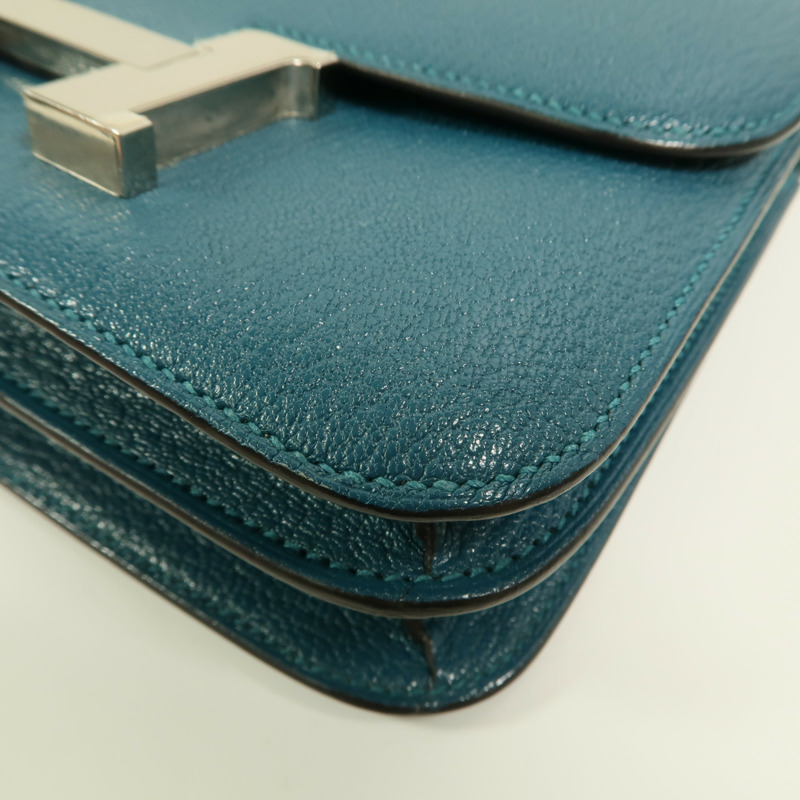 HERMES Chevre Mysore皮革Constance Mini肩背袋Vert Bosphore-11