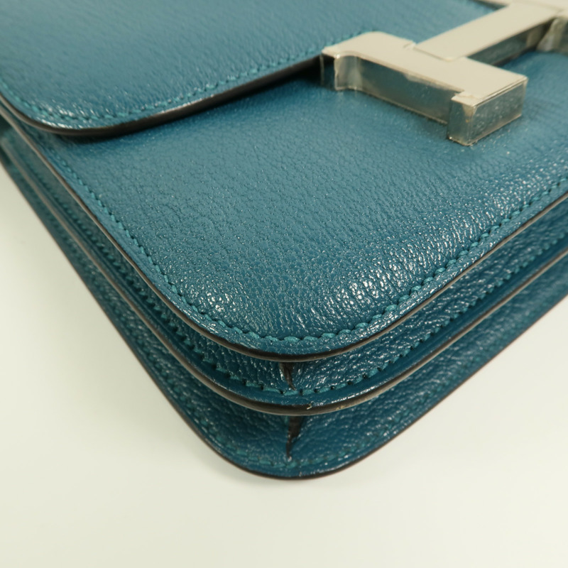 HERMES Chevre Mysore皮革Constance Mini肩背袋Vert Bosphore-12