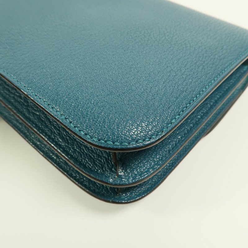 HERMES Chevre Mysore皮革Constance Mini肩背袋Vert Bosphore-13