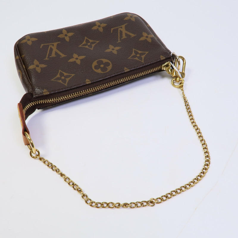 LOUIS VUITTON Monogram Mini Pochette Accessoires鏈帶手挽袋-7
