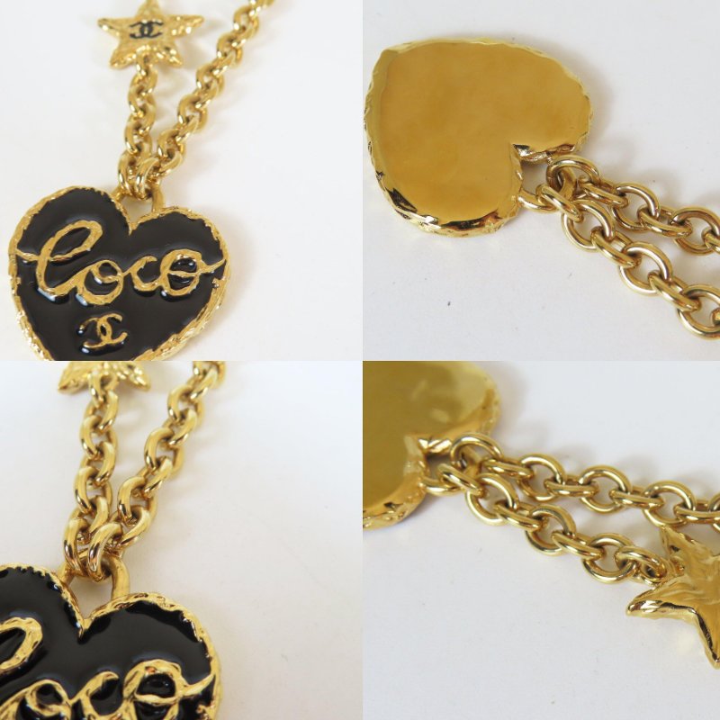 【巴黎站二手名牌專賣店】＊現貨＊CHANEL 香奈兒 真品＊ABC950金色星星黑愛心COCO吊墜項鍊-1