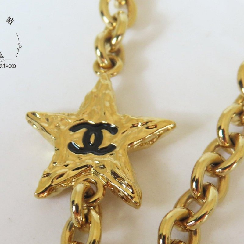 【巴黎站二手名牌專賣店】＊現貨＊CHANEL 香奈兒 真品＊ABC950金色星星黑愛心COCO吊墜項鍊-2