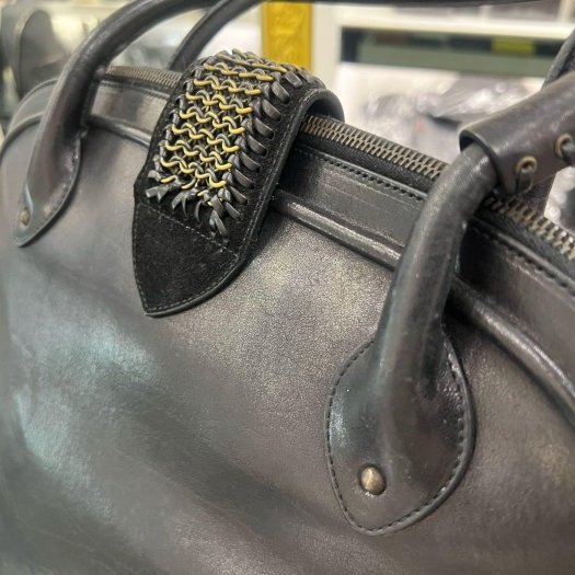 東區正精品㊣CD CHRISTIAN DIOR JEANNE 迪奧黑色全皮拚麂皮手提包RZ6388-3