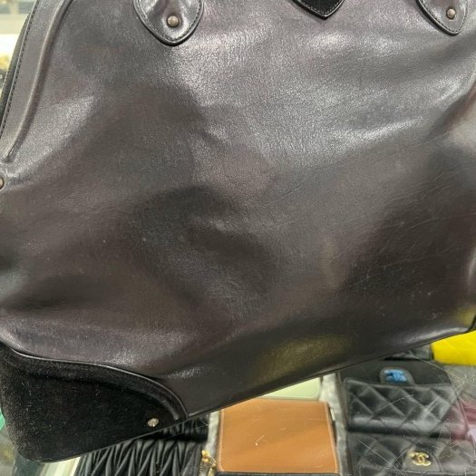 東區正精品㊣CD CHRISTIAN DIOR JEANNE 迪奧黑色全皮拚麂皮手提包RZ6388-5