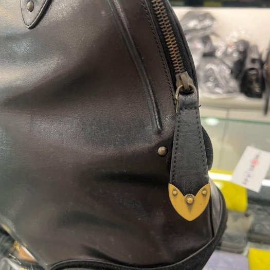 東區正精品㊣CD CHRISTIAN DIOR JEANNE 迪奧黑色全皮拚麂皮手提包RZ6388-6