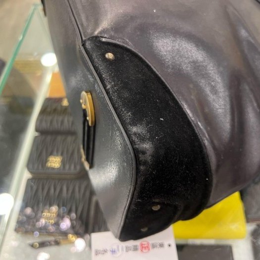 東區正精品㊣CD CHRISTIAN DIOR JEANNE 迪奧黑色全皮拚麂皮手提包RZ6388-7