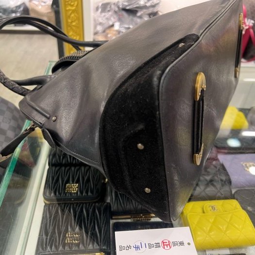 東區正精品㊣CD CHRISTIAN DIOR JEANNE 迪奧黑色全皮拚麂皮手提包RZ6388-8